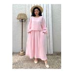 KÜÇÜĞÜM BUTİK Toz Pembe Müslin Salaş Bluz Ve Kloş Etek Takımı (2'Lİ TAKIM)