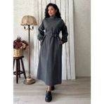 Küçüğüm Butik Uzun Antrasit Salaş Kaşe Elbise - L - XL