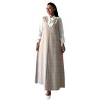 KÜÇÜĞÜM Butik Uzun Tüvit A-Kesim Jile Elbise (Bej, S-M)