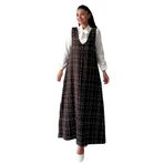 KÜÇÜĞÜM Butik Uzun Tüvit A-Kesim Jile Elbise (Kahverengi, L-XL)