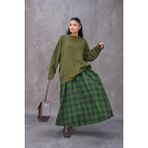 Küçüğüm Butik Yeşil Dama Desenli Pazen Balon Etek - S - M