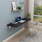 Küçük Alanlar için Duvara Monte Katlanır Masa Çalışma veya Ofis Yerden Tasarruf için Kompakt Açılır Masa Siyah Duvar Masası (60 x 30 cm)