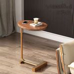 Küçük Alanlar İçin Oval Sehpa Siyah Modern Telefon Standı Kanepe Sehpası Yemek Masası Dizüstü Bilgisayar Masası (Altın_c 45 * 30 * 70cm)