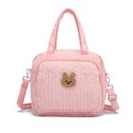 Küçük Bebek Bezi Çanta Çantası, Crossbody Bezi Çanta Paketi Bebek Seyahat için Mini Çanta, 2 Yalıtımlı Cep, Pembe