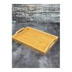 Küçük Boy Bambu Kulplu Çay Kahve Servis Sunum Tepsisi Tepsi 33 * 24cm