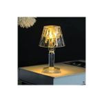 Küçük Boy Kristal Elmas Led Masa Lambası Pilli Projeksiyon Mini Şeffaf Abajur 12 Cm