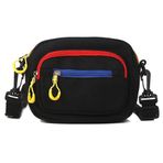 Küçük Crossbody Çanta Tuval Telefon Çanta Omuz Çantası Erkek, Kız, Çocuk, Gençler, Hediye Bez Askı, Siyah, Small