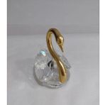 Küçük Gold Altın Renk Boyunlu Kuğu Kristal Cam El Yapımı 8x9cm Tekli Biblo