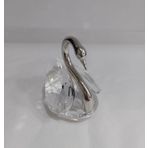 Küçük Gümüş Renk Boyunlu Kuğu Kristal Cam El Yapımı 8x9cm Tekli Biblo