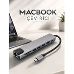 Küçük Hazine Mey Ithalat® Çevirici Dönüştürücü Adaptör Macbook 3 In 1 Type-C To Hdmı USB 3.0
