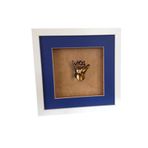 Küçük İzler Aljinat ile Beyaz Çerçeveli, 3 boyutlu Çocuk El İzi Heykeli Kalıp Seti MAVİ PASPARTU ALTIN RENGİ