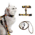 Küçük Kediler ve Yavru Kedi Yürüyüşü için Dış Mekan Kedi Koşum Takımı ve Tasma, H Tipi Kaçış Korumalı Kedi Koşum Takımı, 4 ft Tasmalı, Ayarlanabilir Sevimli Yavru Kedi Koşum Takımı ve Tasma Seti,