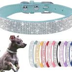 Küçük Köpek Tasması, Bling Yapay Elmas Fantezi Kristal Parıltı Sevimli Mücevher Pet Köpek Tasmaları XXS XS Küçük Orta Büyük Irk Kız Dişi Köpekler Kediler (Açık Mavi, XS)