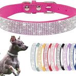 Küçük Köpek Tasması, Bling Yapay Elmas Fantezi Kristal Parıltı Sevimli Mücevher Pet Köpek Tasmaları XXS XS Küçük Orta Büyük Irk Kız Dişi Köpekler Kediler (Gül, XXS)