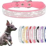 Küçük Köpek Tasması, Bling Yapay Elmas Fantezi Kristal Parıltı Sevimli Mücevher Pet Köpek Tasmaları XXS XS Küçük Orta Büyük Irk Kız Dişi Köpekler Kediler (Pembe, XS)
