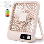 Küçük Masa Vantilatörü, Taşınabilir USB Şarj Edilebilir Fan, 2000 Mah Pil ve LCD Ekranlı Eğimli Katlanır Kişisel Mini Fan, Güçlü Rüzgar, Ultra Sessiz, Ofis, Ev, Kamp Için 5 Hız Modu