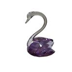 Küçük Mor Kuğu Kristal Cam El Yapımı 8x9cm Tekli Biblo