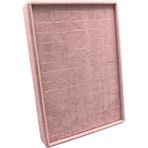 Küçük Pembe Süet Kumaş Ayaklı Yüzük ve Küpe Tablası, 24/17,5 cm - Ahşap Rengi - Bej - Seçenek 1