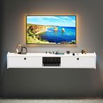 Küçük TV Sehpası TV Dolabı Yüzer TV Standı Duvara Monte Oturma Odası Küçük Boy TV Dolabı Kablo Delikli Medya Konsolu (120 * 23 * 23 cm)