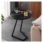 Küçük Uç Yuvarlak Yan Sehpa, Modern Başucu Sehpası, Atıştırmalık Akşam Yemeği, Oturma Odası, Yatak Odası, Ofis, Balkon için TV Tepsisi (Siyah-B, 50 x 60 cm)