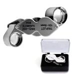 Küçük Yakın Büyüteci Lup Büyüteç Metal Loupe Büyüteç İkili 10X18-20X12mm Kuyumcu Saatçi Büyüteci