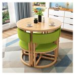 Küçük Yuvarlak 80cm Yemek Masası ve Sandalye Takımı - Yerden Tasarruflu Ofis, Konferans ve Resepsiyon Mobilyaları Daire, Balkon, Salon, Salon ve Toplantı Odası için - Yeşil Renk