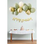 Küf Yeşili Deniz Kumu Krom Gold Konsept Renkler Doğum Günü Balon Zinciri Happy Birthday Bannerlı Mini Balon Zinciri Seti