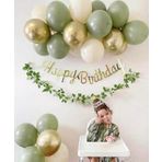 KÜF YEŞİLİ KROM GOLD DENİZ KUMU BALON GOLD HAPPY BIRTHDAY KALİGRAFİ BANNER MİNİ ZİNCİR SET