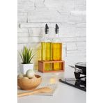 KukiWood 2 Li Yağdanlık Seti 500 Ml, Ahşap Stantlı Yağlık Sirkelik