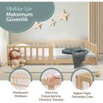 Kukka KCB351 Doğal Ahşap Montessori Yer Yatağı – 90X190 Cm’den 90X200 Cm’ye Dönüştürülebilir Masif Ahşap Karyola - 90 X 190