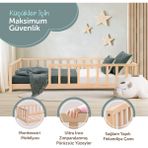 Kukka KFB620 Montessori Yer Yatağı - 90X200 cm Masif Çam Ağacı, Geniş Uyku ve Oyun Alanı