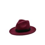 Külah Indiana Jones Erkek Yün Keçe Fötr Şapka,Bordo Tek Ebat