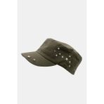 Külah Kadın Asker Stili Haki Taşlı Tasarım Şapka Full Cap 57CM - 57 cm