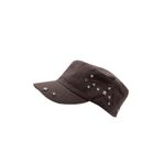 Külah Kadın Asker Stili Taşlı Tasarım Şapka Full Cap 57Cm,Kahve 57 Cm