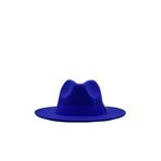 Külah Kadın Saks Mavi Boater Fedora Fötr Şapka Panama Kasket