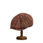 Külah Tweed Multi Renkli İngiliz Kasket Şapka,Turuncu Standart