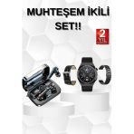 Kulak İçi Kablosuz Bluetooth Kulaklık Ve Nfc Ve Gps Özellikli Akıllı Saat Alarm Ve Titreşim Mir33175614
