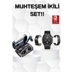 Kulak İçi Kablosuz Bluetooth Kulaklık ve NFC ve GPS Özellikli Akıllı Saat Alarm ve Titreşim