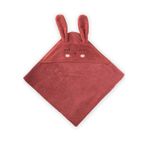 Kulaklı Tavşan Nakışlı Bebek Banyo Havlusu 75X75 cm Rust