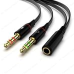 Kulaklık Mikrofon Birleştirici Kablo 3.5Mm Dişi To 2X3.5Mm Erkek renk-siyah