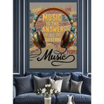 Kulaklık Müzik Yazılı Poster Dekoratif Kanvas - Mdf Ahşap Tablo