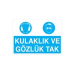 Kulaklık Ve Gözlük Tak Uyarı Tabelası - 35x50 Alüminyum Kompozit Panel - Dİ1