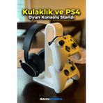 Kulaklık ve Oyun Konsolu Dekoratif Standı Xbox / Ps4 / Ps5 Uyumlu - Beyaz