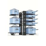 KuleliStore Dolap İçin Tencere Ve Tava Düzenleyici Raf 3 Farklı Kullanım 8 Katlı Organizer