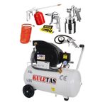Kuletaş 50 Litre Yağlı Sesli Hava Kompresörü 8 Bar Ve Havalı Alet Seti 5 Parça