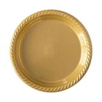 Kullan At Altın Renkli Parti Davet Plastik Tabak - 22 Cm. - 24 Adetlik Paket