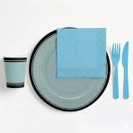 Kullan At Set Karton Tabak-Karton Bardak-Kağıt Peçete-Plastik Çatal-Bıçak Seti