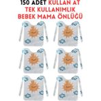 Kullan At Tek Kullanımlık Bebek Mama Önlüğü 150 Adet - 0 - 4 Yaş - Çok Renkli