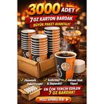 kullanatstore 3000 Adet Koli Karton Bardak 7oz