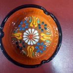 Küllük El Yapımı Seramik, Turuncu Renkli Çiçek Desenli, 8 cm Çap, 3 cm Yükseklik, 1 Adet